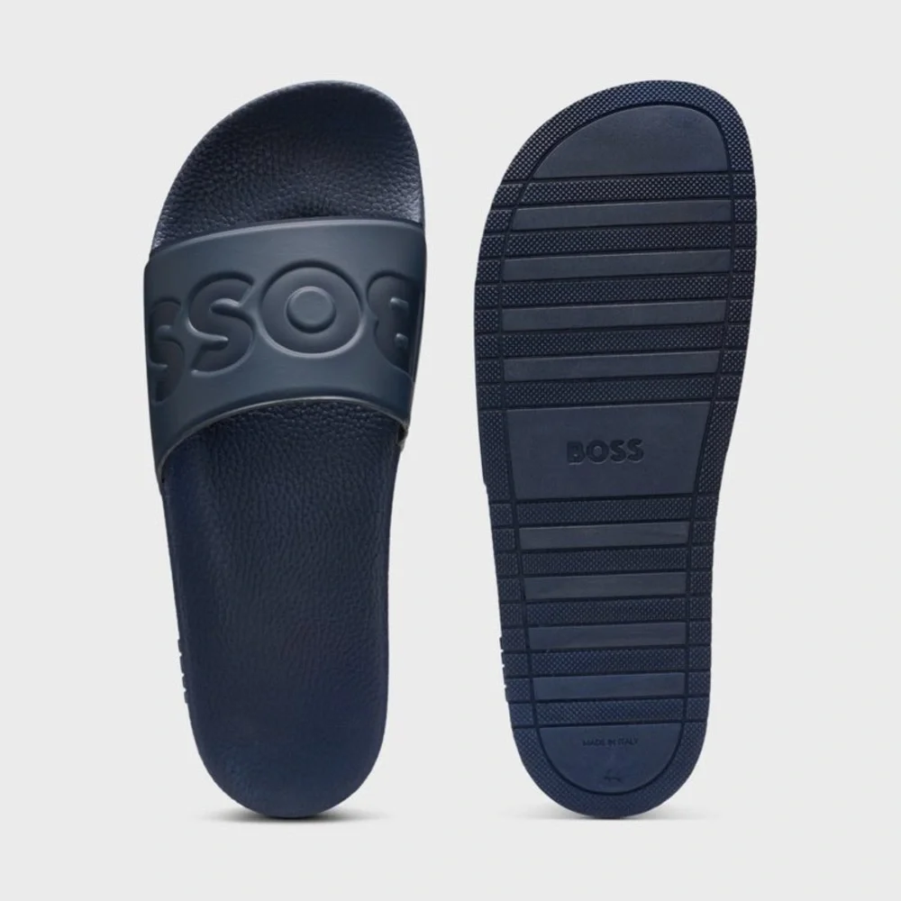 BOSS ITALIAN-MADE SLIDES WITH LARGE LOGO DETAIL